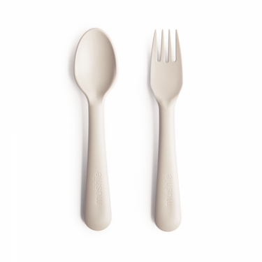 Mushie Fork and Spoon Set, Ivory